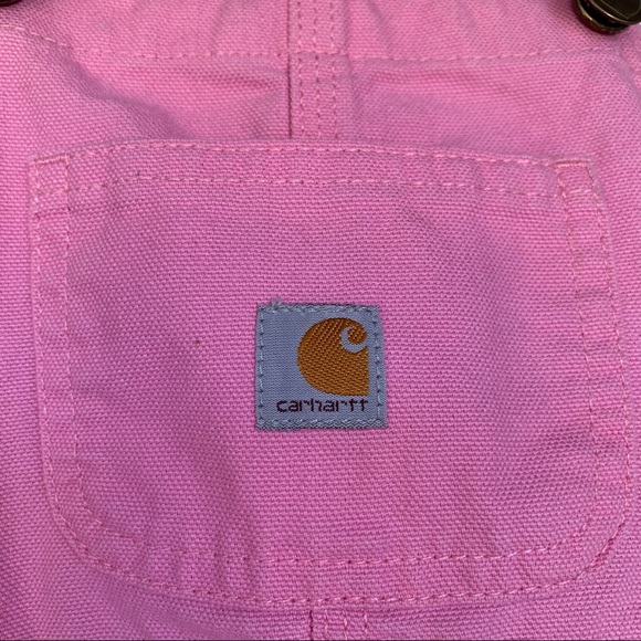 •Carhartt• Girls Pink Canvas Bib Overalls -Size 3T - Picture 3 of 8